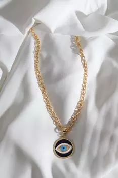 Толстая цепочка с эмалированным золотистым ожерельем в виде глаз