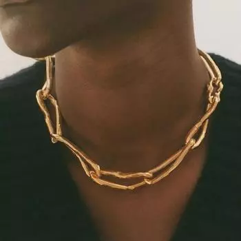 Толстая цепочка Текстура Кубинская цепочка Ожерелье Тяжелая промышленность Уличная стрельба Ключичная цепь