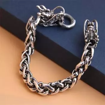 Толстая цепочка в стиле ретро, мужской браслет, благоприятный дракон, мужская цепочка, браслет, ювелирный аксессуар