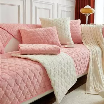 Толстая диванная подушка, зимняя молочная бархатная наволочка, полотенце, плюшевый чехол для дивана, простой нескользящий 70*70cm