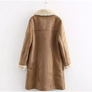 Толстая длинная меховая куртка женская меховая интегрированная теплая с длинным рукавом на молнии женское пальто из искусственной кожи осень-зима женское пальто XS коричневый