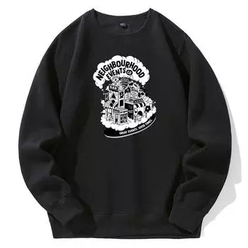Толстая флисовая уличная одежда с капюшоном с принтом «Соседство», «Хорошее событие», «Хорошее время», теплая удобная толстовка унисекс, мягкая толстовка унисекс большого размера L