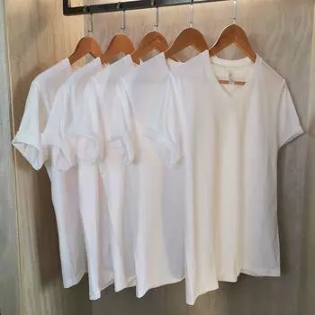 Толстая футболка из чистого хлопка с v-образным вырезом, короткими рукавами и воротником-сердечком, футболка с половиной рукава и правым плечом для мужчин и женщин, свободная M белый