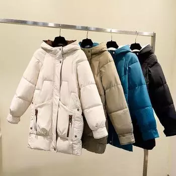 Толстая хлопковая парка для женщин свободного покроя и удобное зимнее пальто с капюшоном