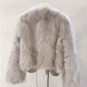 Толстая и теплая куртка из искусственного лисьего меха для женщин, модная верхняя одежда, куртка