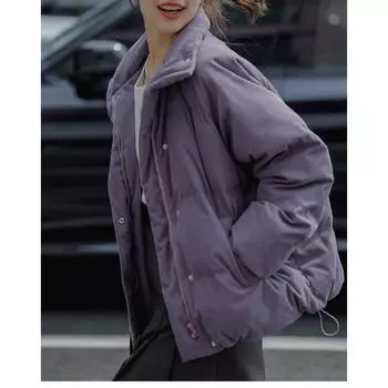 Толстая и теплая зимняя модная вельветовая свободная одежда с воротником-стойкой и подкладкой из хлопка L белый