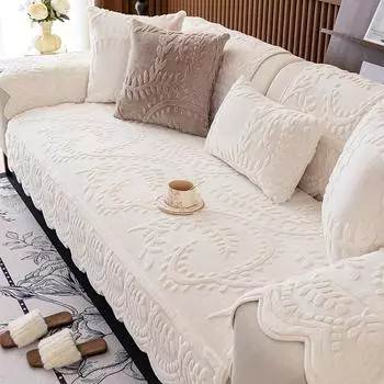 Толстая искусственная кроличья шерсть, теплая зимняя диванная подушка, плюшевый нескользящий чехол для дивана, подходит для домашних животных, можно стирать в стиральной машине, подходит для гостиной, спальни