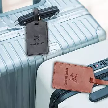 Толстая кожаная бирка для багажа из искусственной кожи, 2 шт., бирка с именем, подвеска против потери для путешествий red,black