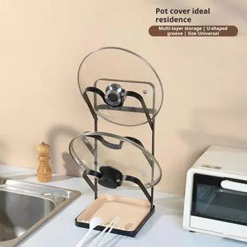 Толстая кухонная полка для кастрюль, трехслойная бытовая полка для лопаток, разделочная доска на столешнице, размещение, организация хранения стоков чёрный