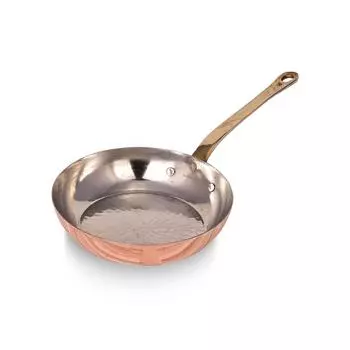 Толстая медная сковорода, Сахика, Традиционная турецкая чеканная медная сковорода с латунной ручкой, Медная сковорода, Медная кухня, Жарение рыбы, Сковорода ручной работы