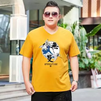 Толстая мужская футболка больших размеров с короткими рукавами, модная повседневная футболка с короткими рукавами для толстяков, очень большая 7XL 2XL красный