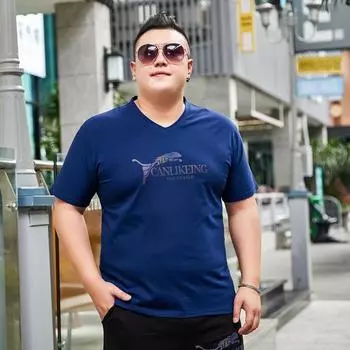 Толстая мужская футболка больших размеров с градиентом и короткими рукавами, повседневная эластичная хлопковая рубашка с половиной рукавов, оверсайз 2XL чёрный