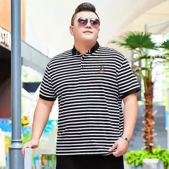 Толстая мужская футболка большого размера с короткими рукавами и лацканами, модная повседневная рубашка среднего возраста с воротником и половиной рукавов, рубашка для толстого человека 2XL
