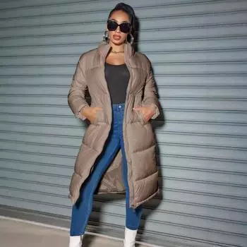Толстая однотонная длинная женская куртка с отложным воротником, свободная, с длинным рукавом, зимняя женская на молнии, теплая повседневная теплая куртка M белый