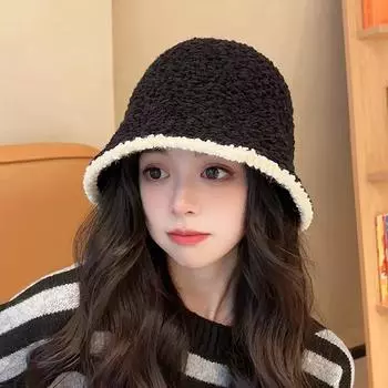 Толстая панама-купол из овечьего флиса для женщин и девочек, зимняя теплая рыбацкая шапка, однотонная ветрозащитная пушистая меховая панама one size