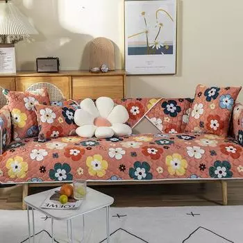 Толстая плюшевая подушка для дивана «Четыре сезона» Нескользящая термоизоляция диванное полотенце Молочная бархатная подушка Универсальная декоративная крышка для дивана 70x70cm