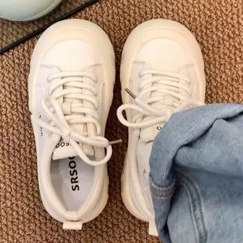 толстая подошва белого цвета, универсальные туфли на толстой подошве белого цвета, женские, новинка 2025 года, легкая спортивная обувь на осень 35 чёрный