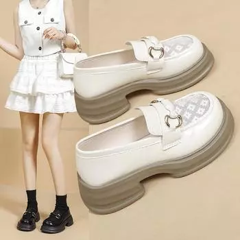 Толстая подошва Британские туфли Женские туфли Летние сетчатые дышащие британские туфли Мэри Джейн Одиночные туфли 35 чёрный