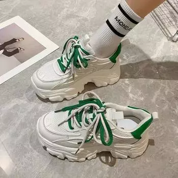 Толстая подошва Dad Shoes Женская осенняя дышащая повседневная спортивная обувь 35