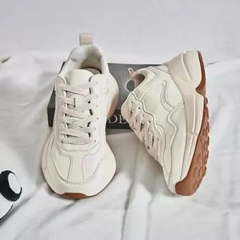 Толстая подошва дышащие сетчатые кроссовки 2024 осень мужская повседневная обувь мода удобные нескользящие мужские кроссовки женские Ayakkab 36 бежевый