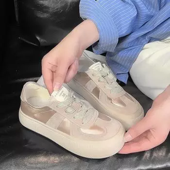 Толстая подошва из мягкой кожи, атлас, немецкие кроссовки, женская новая универсальная спортивная и досуговая обувь, ретро-туфли на шнуровке, белые туфли 35