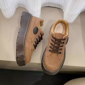 Толстая подошва из замши и коровьего сухожилия, парусиновые низкие туфли для комфорта, воздухопроницаемости, повседневная модная и спортивная обувь 35 чёрный