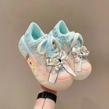 Толстая подошва Kawaii бисквитный торт толстая подошва женская обувь для доски 2024 новая модная обувь для доски легкая уродливая голова спортивная обувь 35
