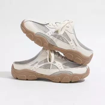 Толстая подошва маленькая женщина новый сетчатый дышащий кожаный универсальный для активного отдыха 35