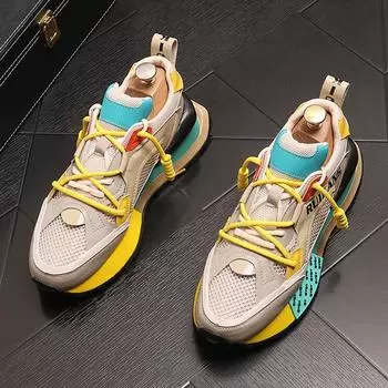 Толстая подошва модные кроссовки мужские туфли на платформе на шнуровке плоские мужские кроссовки для ходьбы с увеличенным каблуком брендовые кроссовки дизайнерские лоферы 38 золотой