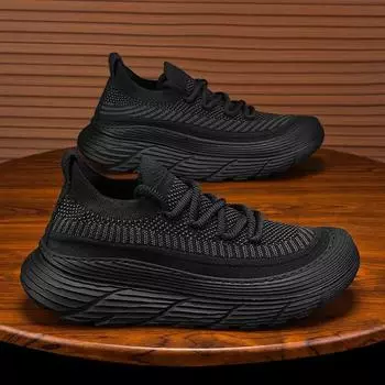 Толстая подошва мужские кроссовки удобные и нескользящие сетчатые дышащие мужские повседневные кроссовки 2024 модные универсальные мужские мокасины 39