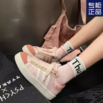 Толстая подошва, подходящая по цвету, универсальная, осень 2024, новые модные маленькие белые туфли, женские, на шнуровке, для спорта и отдыха, для сноубординга 35 белый