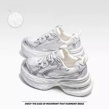 Толстая подошва потертая цветная обувь Doing Old Dad Shoes женские двойные сетчатые дышащие ультралегкие повседневные спортивные кроссовки для бега 35 белый