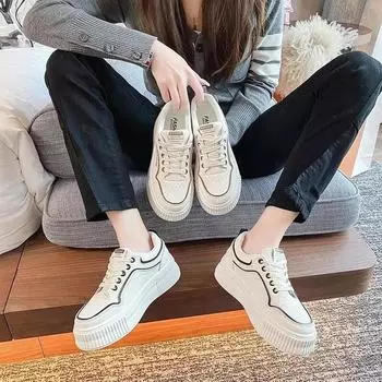 Толстая подошва, повышенная легкость носки, кроссовки Ins Tide, весна-лето и осень, гонконгский стиль, студенческие туфли-лодочки на платформе для женщин 35 хаки