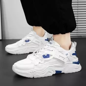 Толстая подошва, повышенная высота, модная и универсальная повседневная обувь для мужчин 2024 года, новые легкие и дышащие туфли для пап 39 чёрный