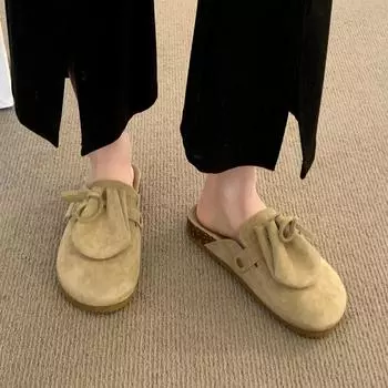 Толстая подошва ретро матовый носок швабра весна и осень новый стиль, одна нога мягкая подошва M Ller обувь, ленивая обувь для женщин 35