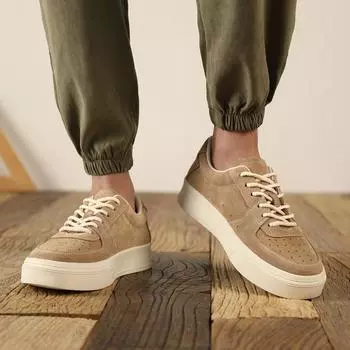 Толстая подошва роскошная обувь для мужчин 2024 осень новые классические мужские кроссовки мужские кожаные ретро шнуровка повседневные кожаные туфли с круглым носком 38 темно-зеленого