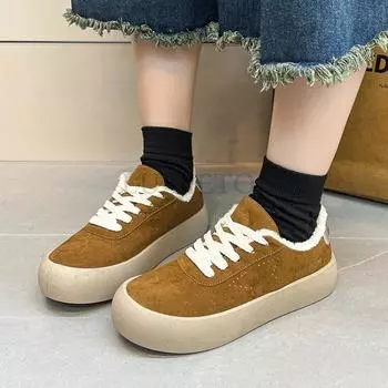 Толстая подошва с круглым носком, подошва из бисквитного теста, женская обувь для скейтбординга с сетчатой воздухопроницаемостью, удобная модная повседневная спортивная обувь 35 чёрный