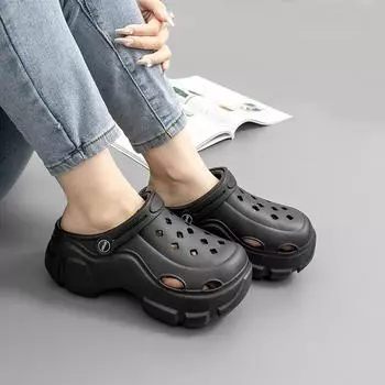 Толстая подошва с отверстием для увеличения высоты женская одежда нескользящие тапочки-мешки женские пляжные сандалии для отдыха на открытом воздухе 36 белый