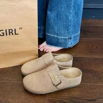 Толстая подошва с внутренней высотой, один педаль, баотоу, полушлепанцы, женская весенняя обувь для улицы, новая одинарная обувь 35