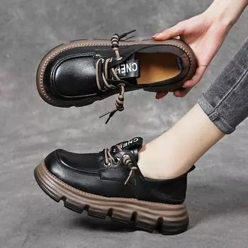 Толстая подошва Универсальная мягкая подошва Удобная маленькая кожаная обувь 35 покинуть белый