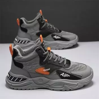 Толстая подошва, усиливающая нескользящие мужские туфли, модные высокие кроссовки для мужчин, осенние дышащие и универсальные кроссовки для студентов, любителей спорта и бега 39