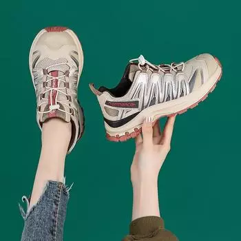 Толстая подошва, усиливающая сетку, дышащая обувь, модные кроссовки для бега и походов 35 серый