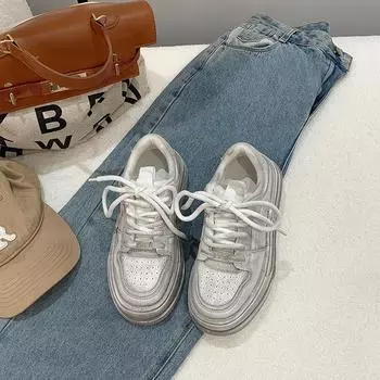 Толстая подошва, увеличивающая грязные маленькие белые туфли, женская осень и зима 2024 года, новые цветные модные туфли для досок, старая спортивная и повседневная обувь 35