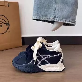 Толстая подошва, увеличивающая рост, немецкие кроссовки для женщин 2025 года, весна-лето, новая нишевая универсальная спортивная обувь, маленькие популярные туфли Forrest Gump 35 бежевый