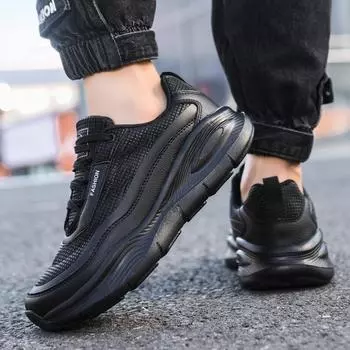 Толстая подошва, увеличивающая рост, папины туфли, осень и зима, новые легкие трендовые туфли, высококачественная мужская обувь, повседневная модная спортивная обувь, популярные 39 чёрный