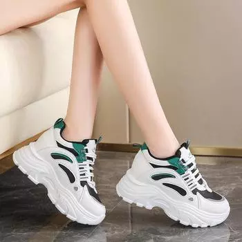 Толстая подошва внутренняя увеличивающая рост повседневная женская обувь модная и универсальная белая обувь 35