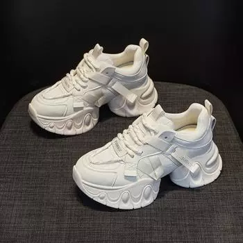 Толстая подошва внутренняя высота увеличение папины туфли повседневная мода женская обувь 34 бежевый