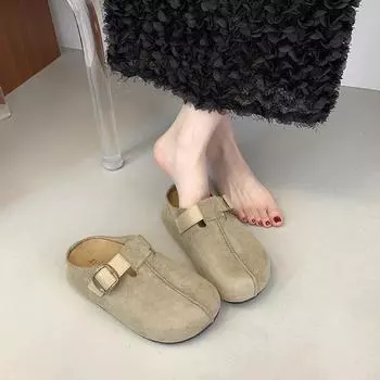 Толстая подошва, внутренняя высота, увеличение, уродливые милые, большая голова, баотоу, полушлепанцы, женские, летняя уличная обувь, осенние новые модели 35