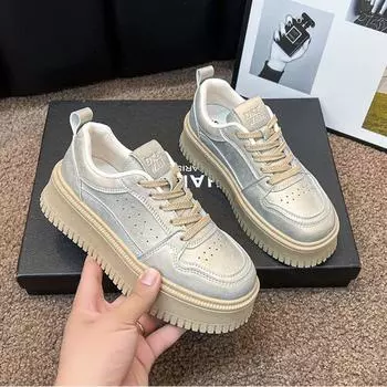 Толстая подошва Женская обувь Увеличенная мягкая подошва Плоская форма Обувь для спорта на открытом воздухе Фитнес Кроссовки громоздкие Модные кроссовки для бега на платформе 35 серый