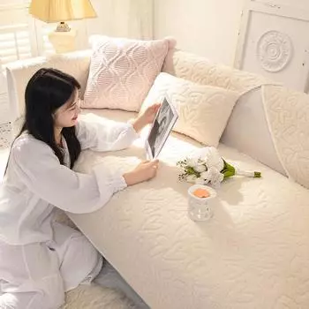 Толстая подушка для дивана из овечьей шерсти, зимний теплый чехол для дивана, плюшевый нескользящий чехол для дивана для гостиной, тканевое полотенце, дышащее, удобное 70x70cm 1pcs